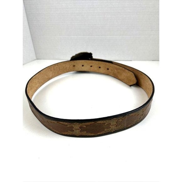 Leatherock Genuine Leather Belt Turquoise Carnelian Faux Cab Embellished USA M34 main image 7